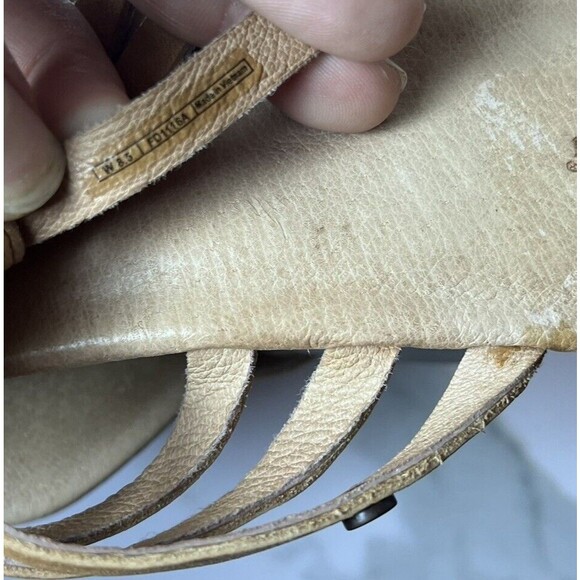 UGG Mattie Brown Leather Wedge Heel Wood Platform Slip On Sandals Size 8.5 - Picture 7 of 7